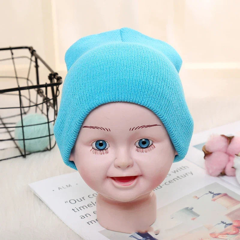 Solid Beanies Hat for Kids Baby Girls Boys Autumn Winter Caps Warm Soft Candy Knitted Bonnet Hats Skullies Toddler Children Cap