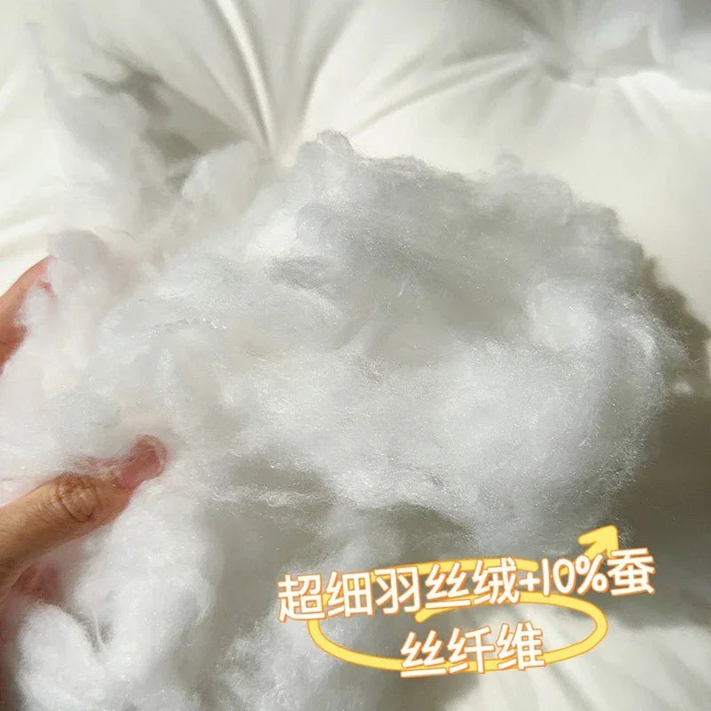 Ergonomic Lower Pillow SPA Neck Cervical Support Vertebra Pillow Silk Protein Filling 7-10cm/5-7cm Height Home Bed Neck Pillow