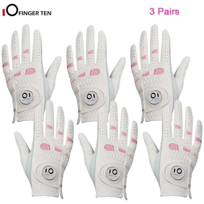 6 Pcs Rain Grip All Weather Womens Golf Gloves Ladies Left Hand Right Soft Cabretta Leather Glove with Ball Marker for Women