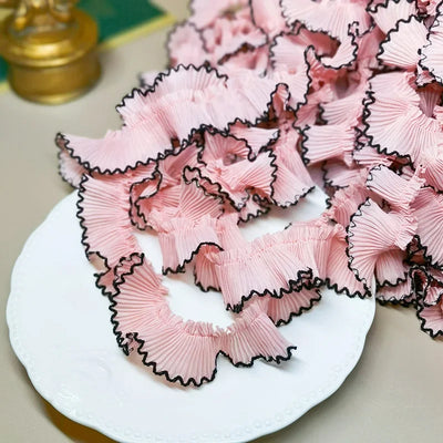 4M/lot 3cm Wine red/pink/Beige Chiffon Pleated Lace Dog Tooth Ruffle Lace Trimming for Dress Pet Cloth Home Decoration X1496