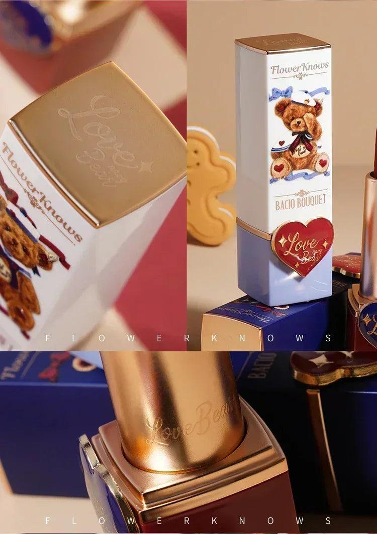 Flower knows love bear series matte moisturizing silky smooth natural lipstick makeup