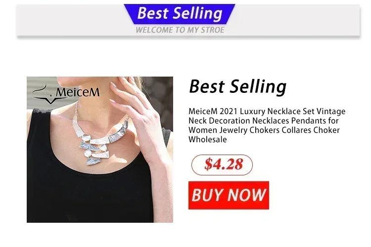 Meicem women silver plated pendant original design chain leaf necklace drop female luxury necklaces set for wedding