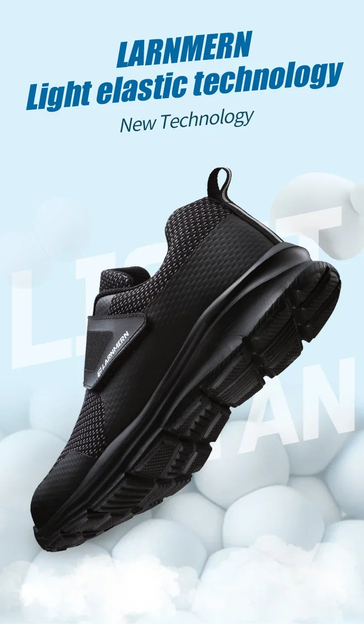 LARNMERN Men's Safety Shoes Steel Toe Construction Protective Footwear Lightweight 3D Shockproof Work Sneaker Shoes Size 42