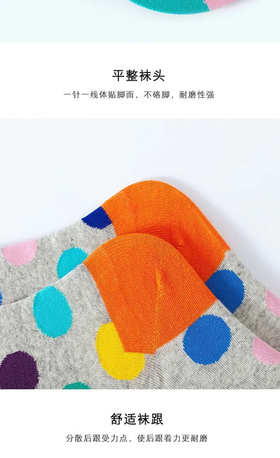 Women Crew Socks Funny Cute Cartoon candy colour dot crew socks Happy Harajuku skateboard Socks sox dropshipping