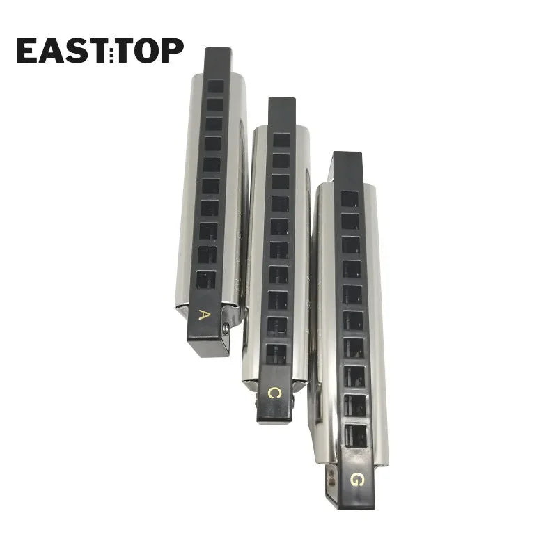 EASTTOP T10-3-3 set of 3 of Diatonic Harmonica 10 Hole 20 Tone Blues Diatonic Harmonica for Adults Beginners Professionals