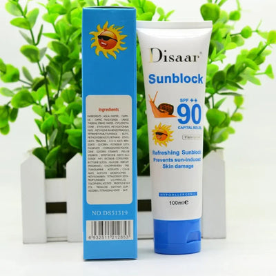 Snail Sunscreen Cream 100ml,Protection Face Cream Disaar Sunblock 90++ Protective Cream Pigmentation SPF
