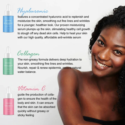 Skin Care Set Facial Serum Collagen Hyaluronic Acid Vitamin Anti-aging Wrinkle Whitening Moisturizing Remove Acne Face Essence