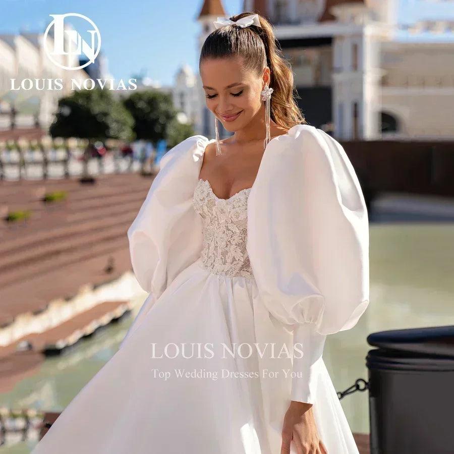 Luxury wedding exquisite satin bridal gown