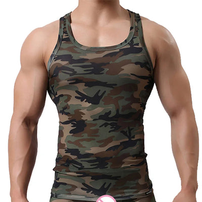 Men Tank Top Undershirt Man Sleeveless Shirt Fitness Gym Clothing Camouflage Singlet Quick Dry Bodybuilding Muscle Vest Elastic