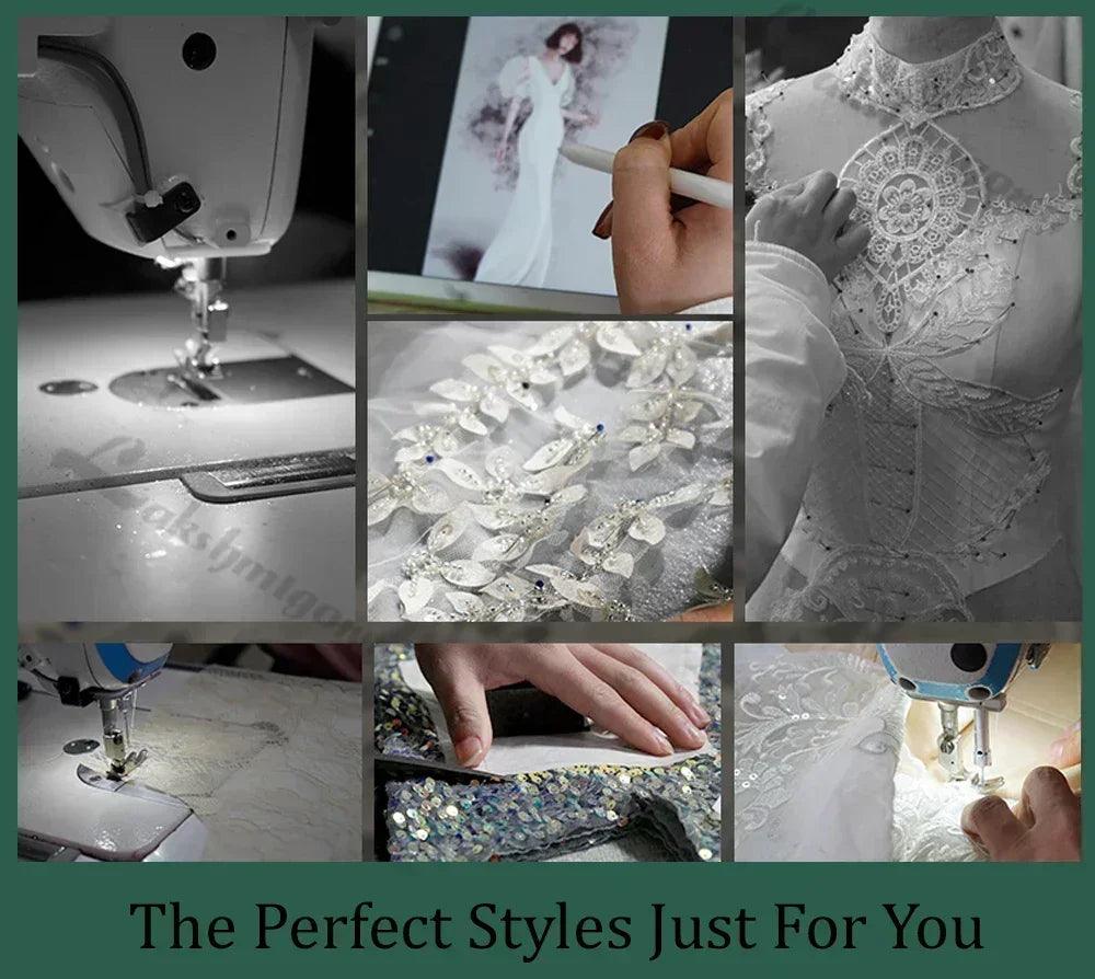 Court train wedding dress customized lace bodice bridal gown
