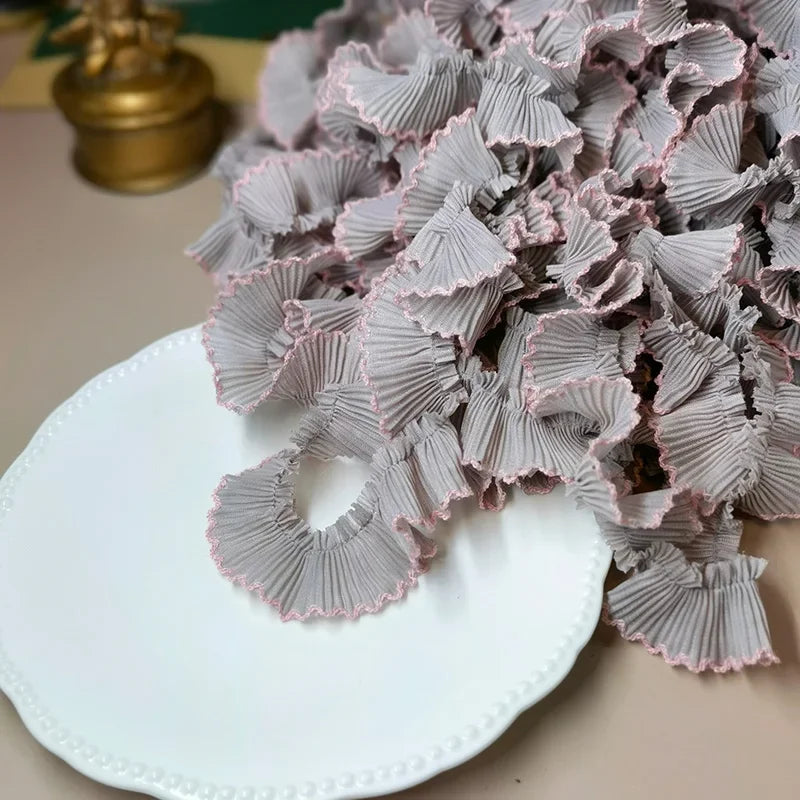 4M/lot 3cm Wine red/pink/Beige Chiffon Pleated Lace Dog Tooth Ruffle Lace Trimming for Dress Pet Cloth Home Decoration X1496
