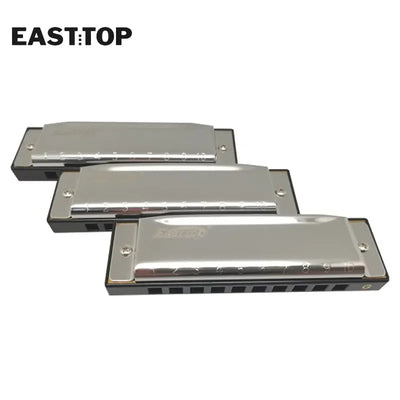 EASTTOP T10-3-3 set of 3 of Diatonic Harmonica 10 Hole 20 Tone Blues Diatonic Harmonica for Adults Beginners Professionals