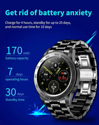 LIGE GPS Sport Track Recording Men Steel Band Smart Watch Body Temperature Activity Sport Fitness SmartWatches  Men Waterproof