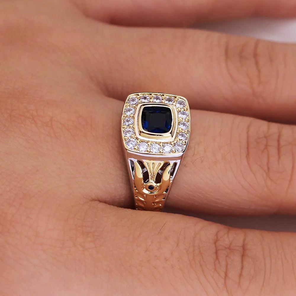 Luxury 925 ring for men natural 2 carat sapphire with diamond jewelry anillos de bizuteria gemstone rings box