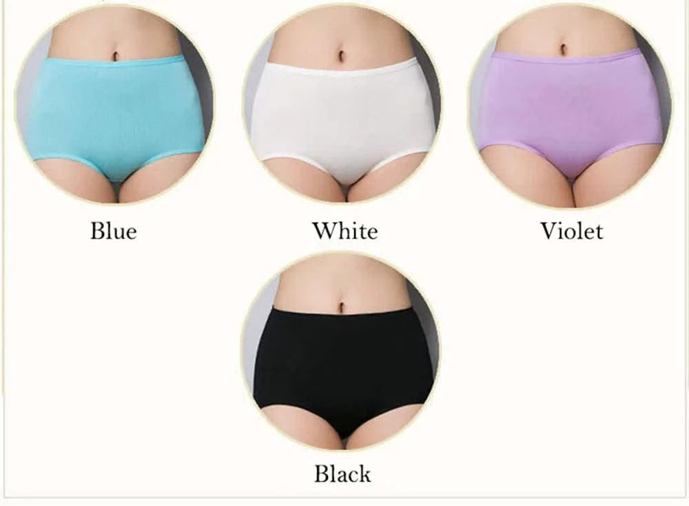 New Soft Women's Bamboo Fiber Panties Sexy Underwear High-Rise Briefs Solid Color Everyday Underpants Ladies Big Size Lingerie