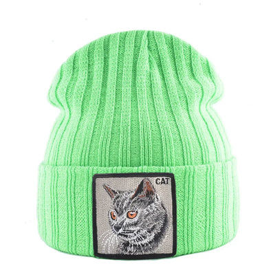 Women's Fashion Beanies Hat Solid Color Knitted Wool Skullies With Embroidery Patch Autumn Winter Men's Knit Gorras Bonnet