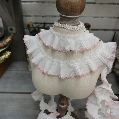 4M/lot 3cm Wine red/pink/Beige Chiffon Pleated Lace Dog Tooth Ruffle Lace Trimming for Dress Pet Cloth Home Decoration X1496