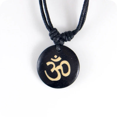 AUM OM Ohm Hindu Buddhist Hinduism Yoga India Bone Resin Carving Pendant Necklace Amulet Lucky Gift Tribal Fashion Jewelry