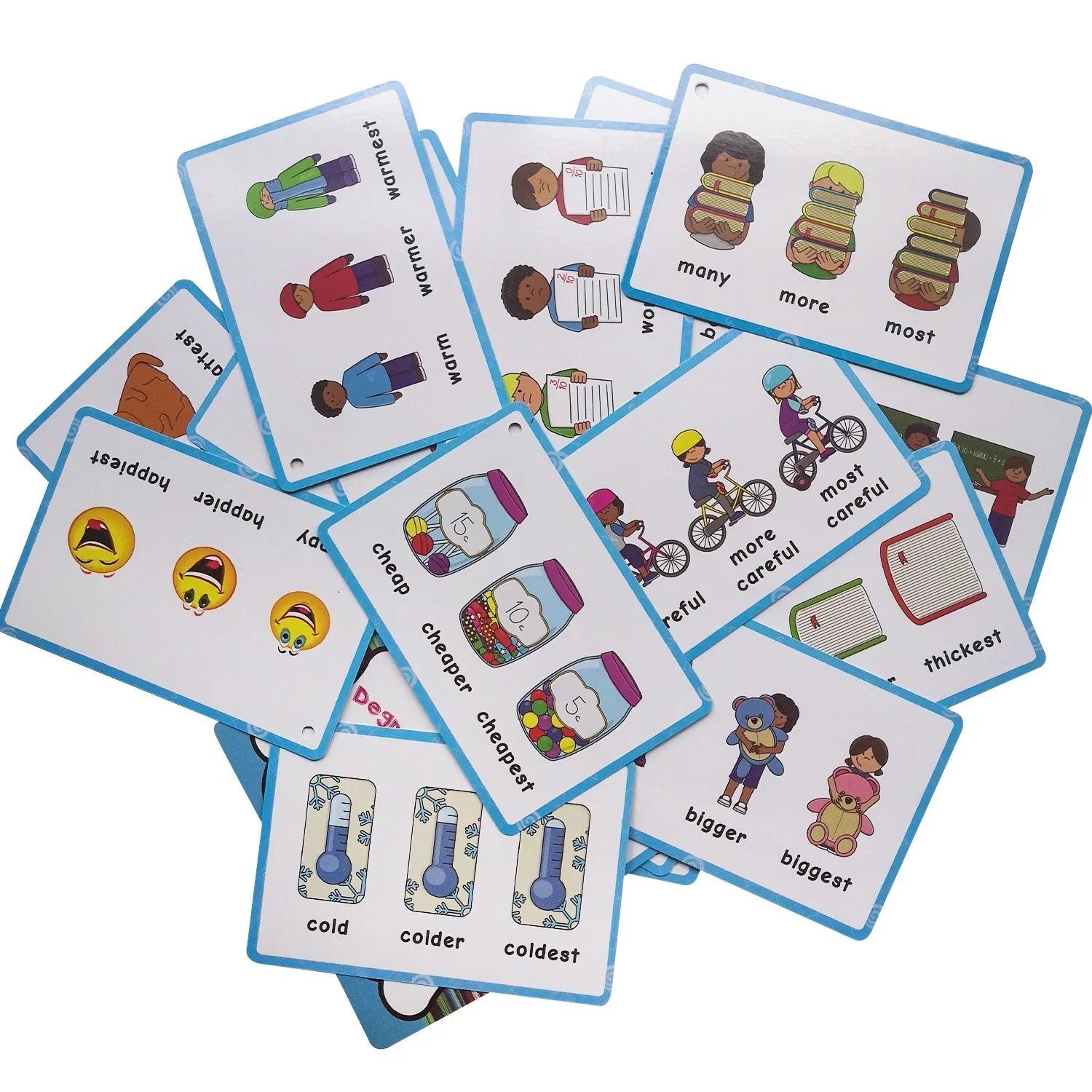24 groups/set verb tense flash card leaning english word picture cards educational toys for children games classroom