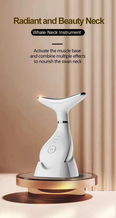 Neck Beauty Instrument with Base Microcurrent Facial Massager LED Photon Skin Rejuvenation Neck Face Skin Care Tool for Wrinkle