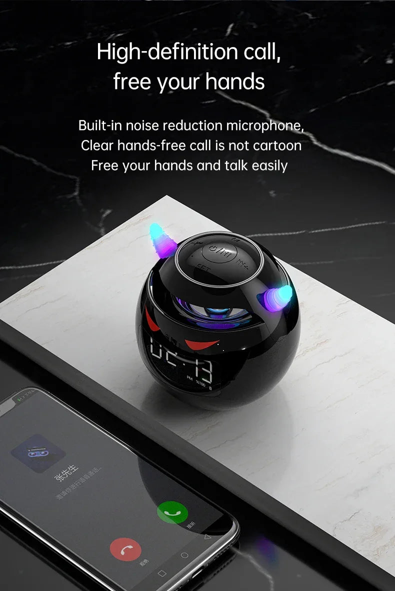 Bluetooth Speaker audio with LED Digital Alarm Clock Music Player Wireless Ball Shape Clock Speaker Mini  Speaker Alarm clock