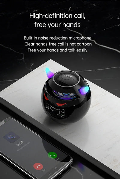 Bluetooth Speaker audio with LED Digital Alarm Clock Music Player Wireless Ball Shape Clock Speaker Mini  Speaker Alarm clock