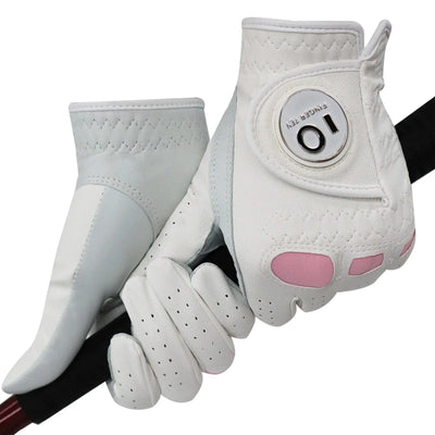 6 Pcs Rain Grip All Weather Womens Golf Gloves Ladies Left Hand Right Soft Cabretta Leather Glove with Ball Marker for Women