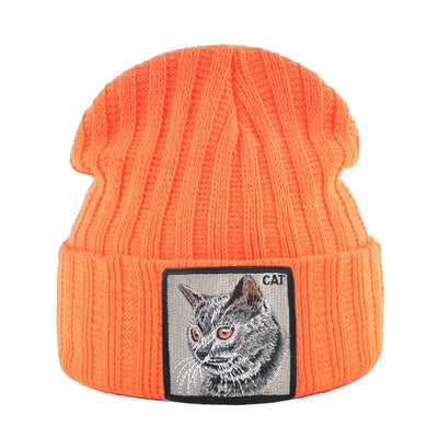 Women's Fashion Beanies Hat Solid Color Knitted Wool Skullies With Embroidery Patch Autumn Winter Men's Knit Gorras Bonnet