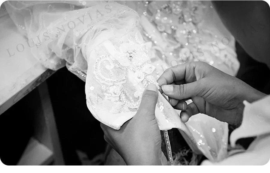 Luxury wedding exquisite satin bridal gown