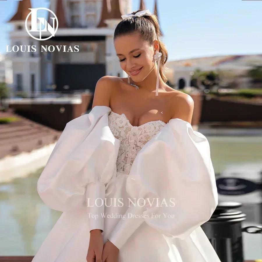 Luxury wedding exquisite satin bridal gown
