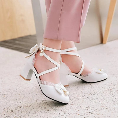 Kids Fashion Bowknot Thick High Heel Shoes | Children's Party Shoes| Fancy Dress Shoes for Girls