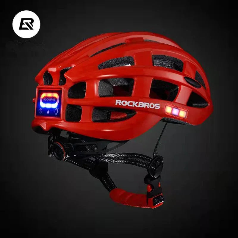 ROCKBROS Bicycle Helmets Ultralight Cycling Helmet Mountain Road Bike Helmet With Glowing Headlight Warning Light Safety Cap