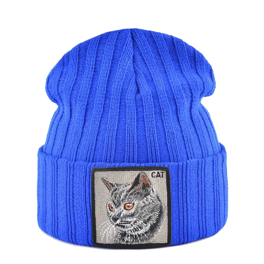 Women's Fashion Beanies Hat Solid Color Knitted Wool Skullies With Embroidery Patch Autumn Winter Men's Knit Gorras Bonnet