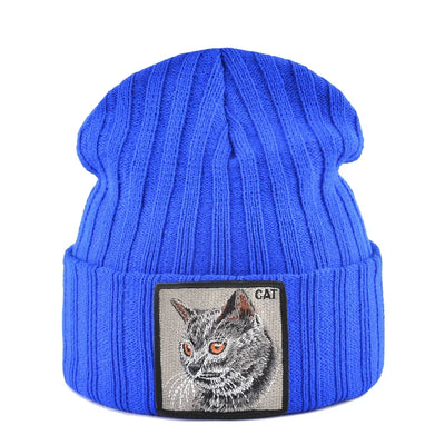 Women's Fashion Beanies Hat Solid Color Knitted Wool Skullies With Embroidery Patch Autumn Winter Men's Knit Gorras Bonnet