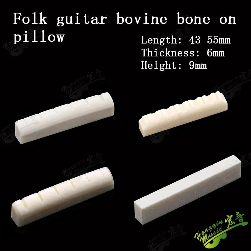 Acoustic guitar  and 4 5 6 7 12String Bass guitar nut slotted, upper and lower nuts slotted in various sizes Made of Bovine bone