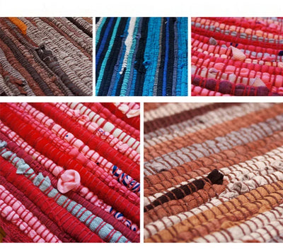 Cotton Cloth Retro Handmade Tassel Rug and Carpet for Home Living Room Tapestry Absorbent Floor Area Mat for Kitchen Boho Decor