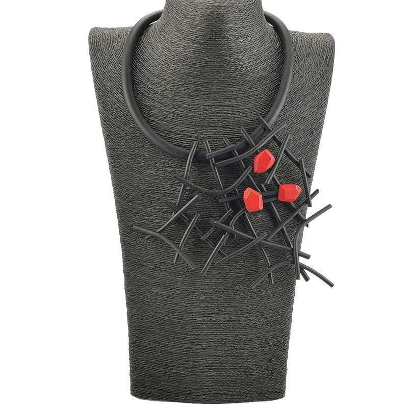 Ukebay new designer luxury necklaces women handmade gothic pendant necklace rubber jewelry wooden accessories statement