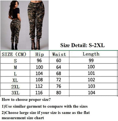 New Women Camo Cargo High Waist Hip Hop Trousers Pants Military Army Combat Camouflage Long Pants Hot Capris Plus Size S-2XL New