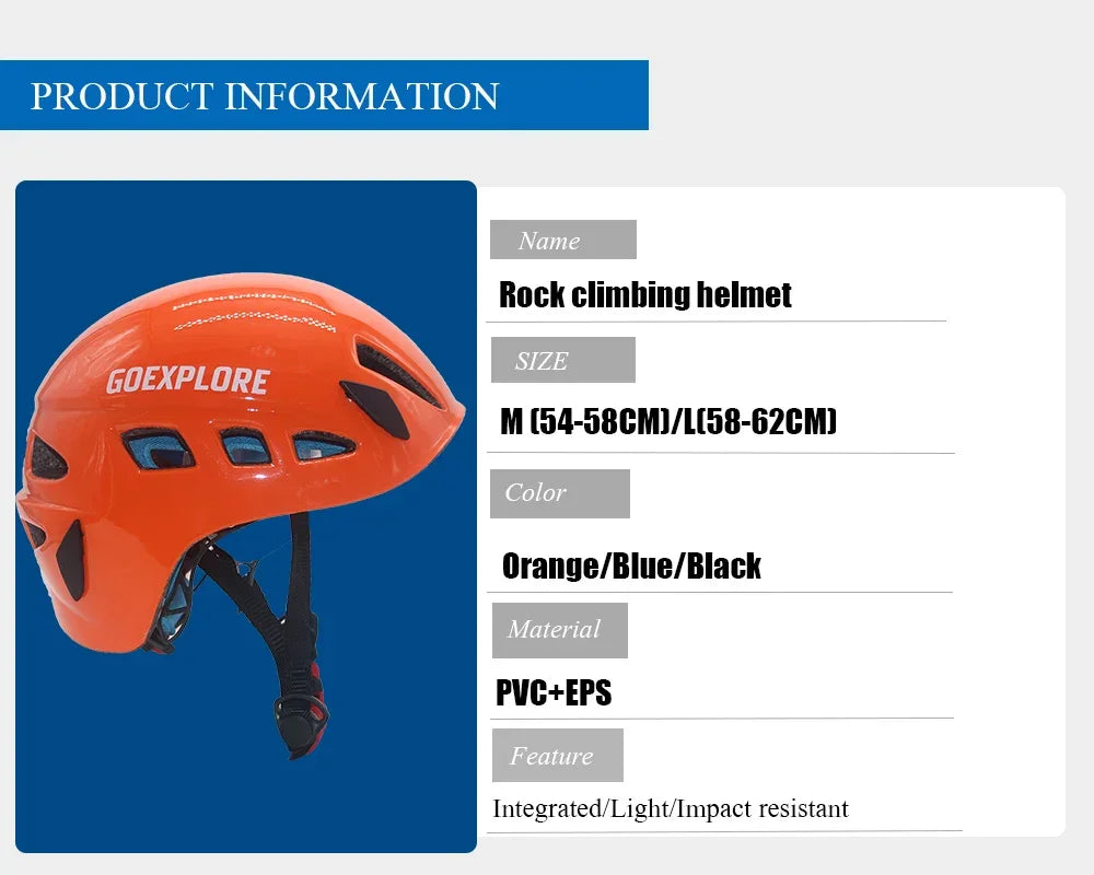 Goexplore Rock climbing Helmet Downhill Riding Mountaineering Tunnel Cable Drop Rescue Outdoor Equipment Sport Safety Helmet