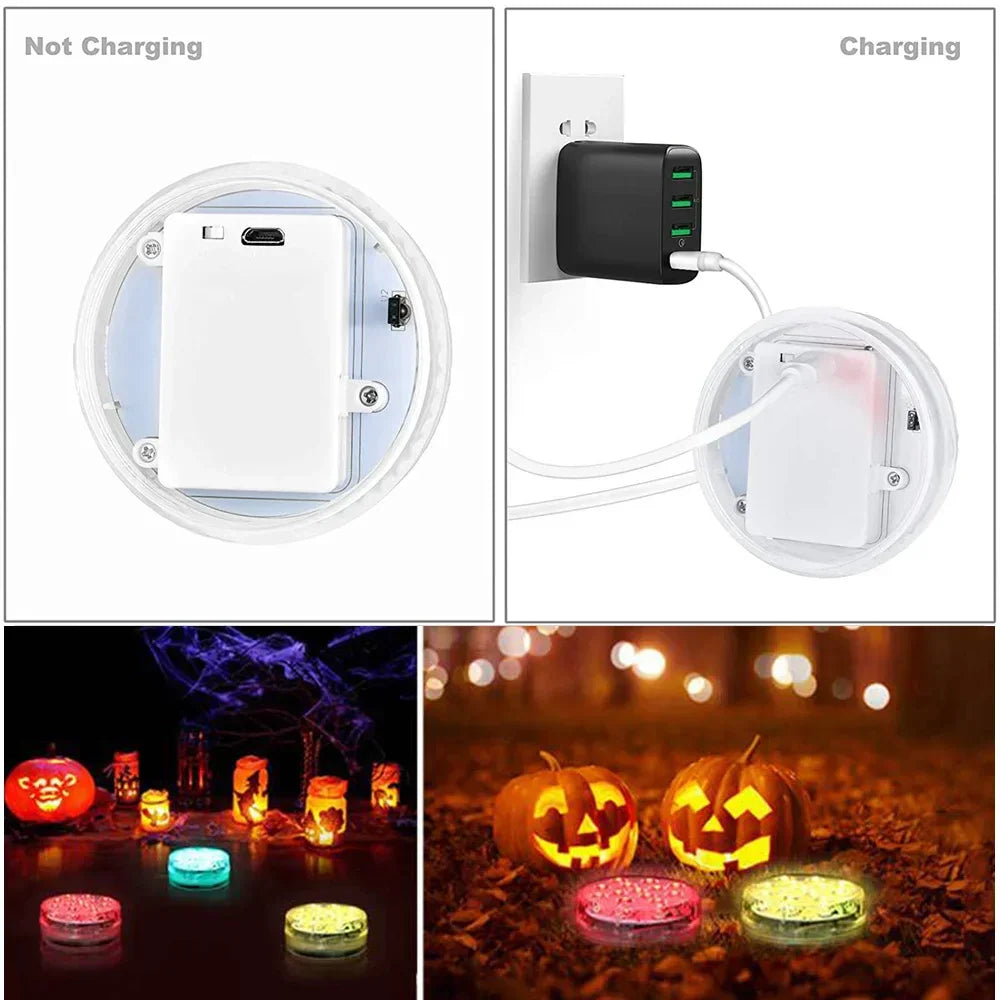 13 LEDs Magnetic Submersible LED Light Waterproof Underwater Light USB Rechargeable Swimming Pool Night Lamp With Suction Cups