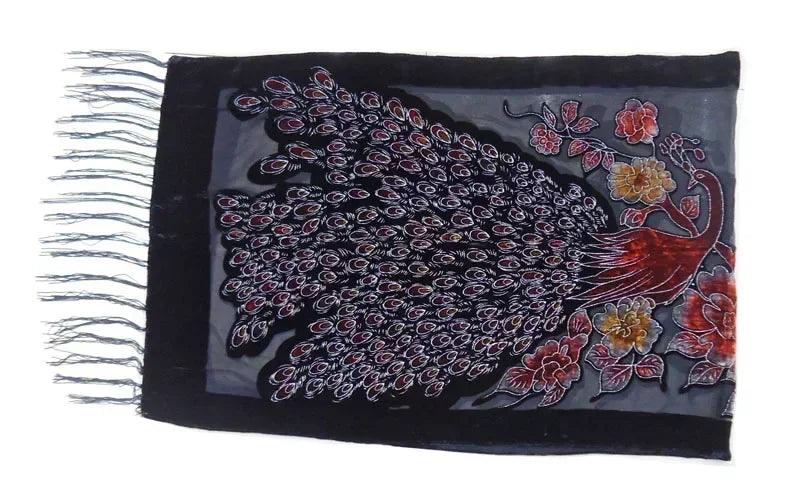 Fashion black peacock velvet scarf women shawl ponchos bandanas