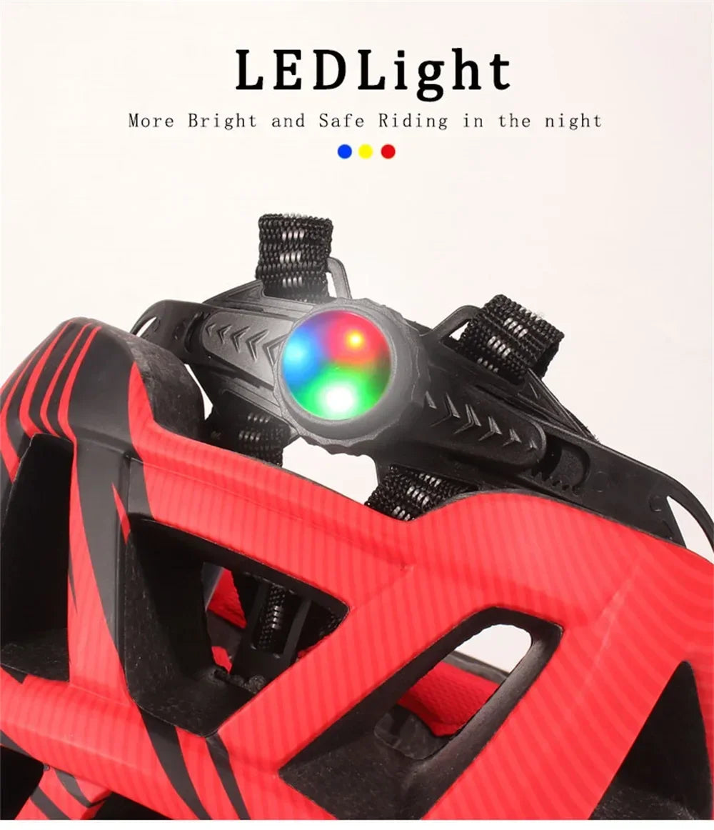 NEW Ultralight Bicycles Helmets Men Mountain Bike Helmet Integ-mold MTB Helmet With led Warning light Cycling Safely Cascos