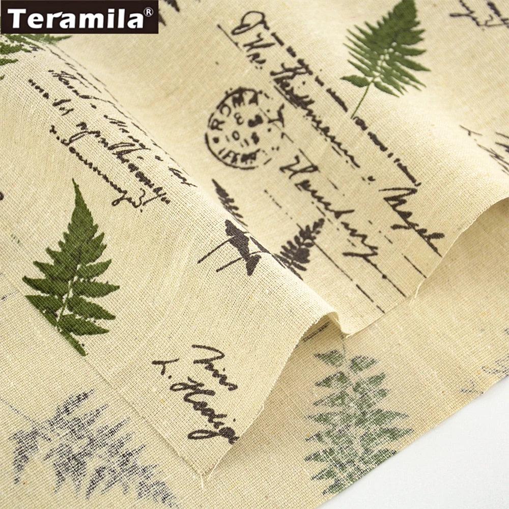 TERAMILA Sewing Material Tissu Tablecloth Print Grass Design Home Textile Cotton Linen Fabric Pillow Bags Curtain Cushion Pillow