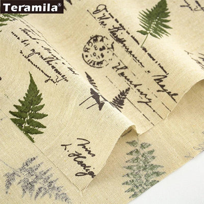 TERAMILA Sewing Material Tissu Tablecloth Print Grass Design Home Textile Cotton Linen Fabric Pillow Bags Curtain Cushion Pillow