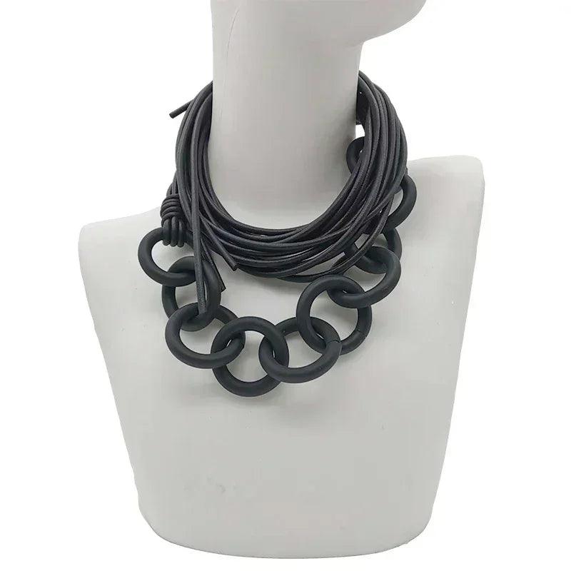Ukebay new handmade luxury necklaces for women rubber jewelry black statement necklace fashion clothes chain gothic