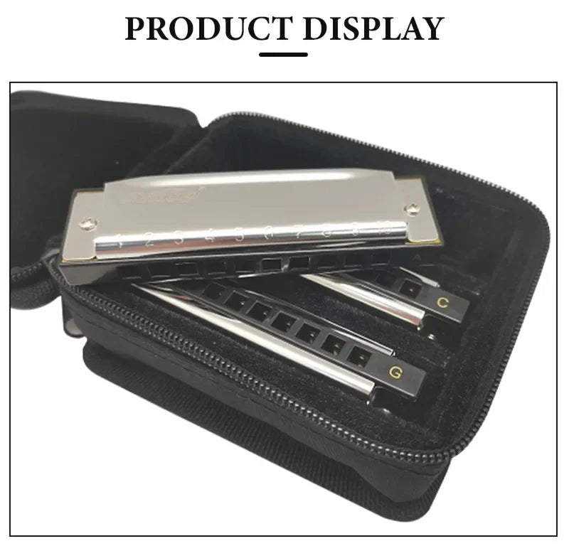EASTTOP T10-3-3 set of 3 of Diatonic Harmonica 10 Hole 20 Tone Blues Diatonic Harmonica for Adults Beginners Professionals