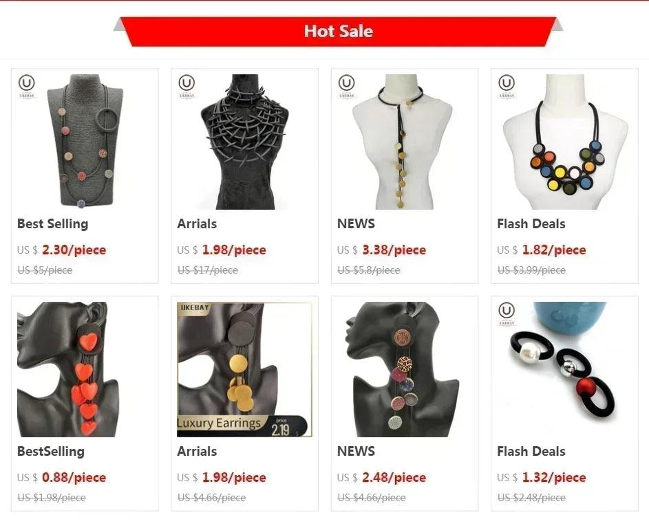 Ukebay new pendant necklace women handmade jewelry rubber necklaces long clothes chain statement accessories luxury