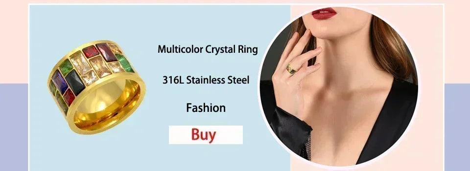 Luxury never fade 18k gold plated bold wide thick ring for women chunky link chain stainless steel strap finger rings