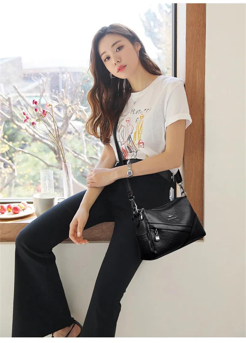 Designer luxury handbags 2024 new vintage soft leather tote bags for women multi-pocket shoulder messenger high quality