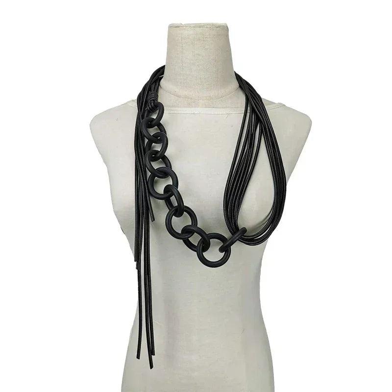Ukebay new handmade luxury necklaces for women rubber jewelry black statement necklace fashion clothes chain gothic